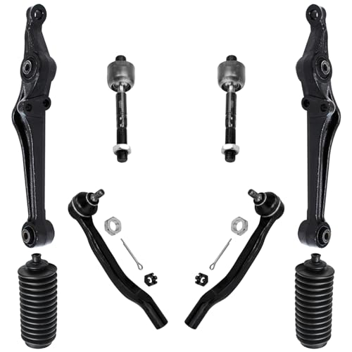 Image of Detroit Axle - 8pc Front Control Arms Kit for Honda Accord Acura CL TL, 2 Lower Control Arms 4 Inner Outer Tie Rod Ends 2 Boots Replacement