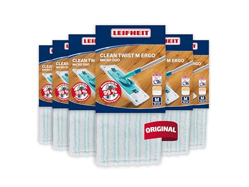 Leifheit Funda de Lavado Clean Twist M Ergo, Power Clean M Micro dúo Set de 6