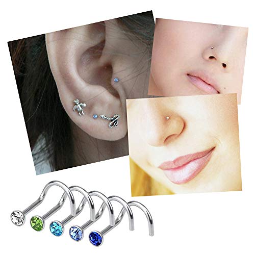 image for Nose Piercing Kit - WZPB 44Pcs Body Piercing Kit Includes Nose Rings P