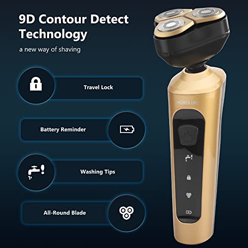 Electric Shaver Razor For Men Rechargeable Rotary For Shaving With Nose Trimmer Sideburns Trimmer Face Cleaning Brush Ipx7 Waterproof Wet Dry 4 In 1 Rotary Shavers(Gold) #TOP3