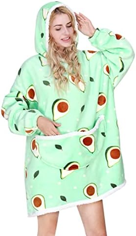 Blanket Hoodie - Wearable Oversized Fleece Blanket with Hood, Snuggle Hoodie with Sleeves and 2 Large Pockets - Thick, Extra Warm, Long, Comfy, Cozy - Unisex - One Size Fits All for Adults or Kids