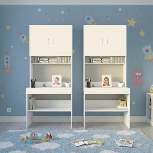 Image of Alpine Willow Multipurpose Study Table with Book Shelf (DIY-Do-it-Yourself) I Study Desk with Storage I Computer Table for Home pc I Study Table with Hutch and Storage I Workstation Table
