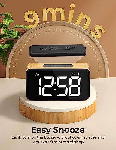 Digital Alarm Clocks for Bedrooms, Digital Clock with Large Digits, Easy to Use, 5 Levels Brightness + OFF, Snooze, Power-off Memory, 12/24H, Desk Clocks for Bedroom Bedside Clocks for Kids Adults - Thumbnail 4
