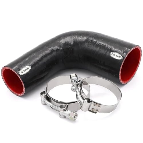 Image of 90 Degree Elbow Reducer Coupler Silicone Hose 4-Ply 2inch to 2 1 /2-inch for Turbo /Intercooler /Intake Piping,Length 120mm Thickness 5mm with T-Bolt Clamp