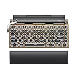 7KEYS Typewriter Keyboard Wireless Retro Style, Vintage Classical Mechanical Keyboard with Bluetooth for IPAD PC/Laptop Mac/Phone (Wood+Wrist)