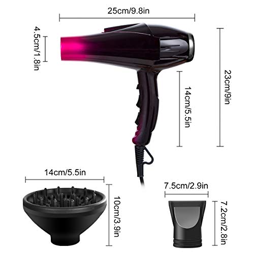 Professional Hair Dryer With Blue Light Far Infrared Negative Ionic 3500W Blow Dryer Fast Drying Heat Hairdryer Powerful Home Salon Hair Dryers With Attachment #TOP2