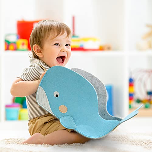 Lucky Sign - Aufbewahrungsbox Kinder Spielzeugkiste aus Filz faltbar für Jungen & Mädchen Spielzeug-Organizer, 43X19X24cm, Mama Wal Cover