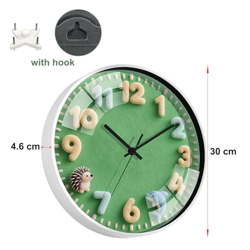 ALEENFOON Wanduhr Kinder ,30 cm Wanduhr Ohne Tickgeräusche,Tiermotiv Dekoration Uhr runde Wand Uhr,Kinderwanduhr für Wohnzimmer, Schlafzimmer, Klassenzimmer, Küche, Kinderzimmer