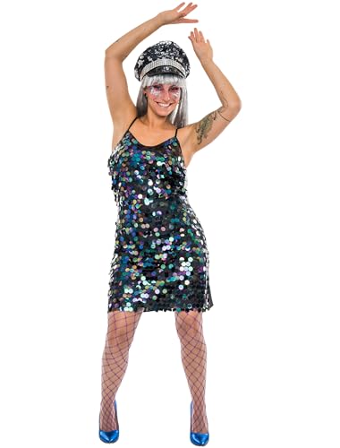 Deiters Trägerkleid Pailletten Damen schwarz S