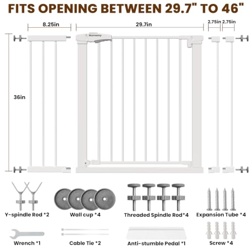 Image of Mumeasy 36 inch Extra Tall Dog Gate, 29.7-46 inch Baby Gate for Stairs & Doorways