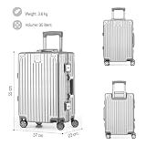 KOFA Zurich Walizka Kabinowa, 55 cm, Aluminiowa Rama i Twarda Skorupa z Poliwęglanu, Walizka Podręczna, Spinner Carry-on z 4 Kółkami i Podwójnym Zamkiem TSA, 35 L (Srebrny)