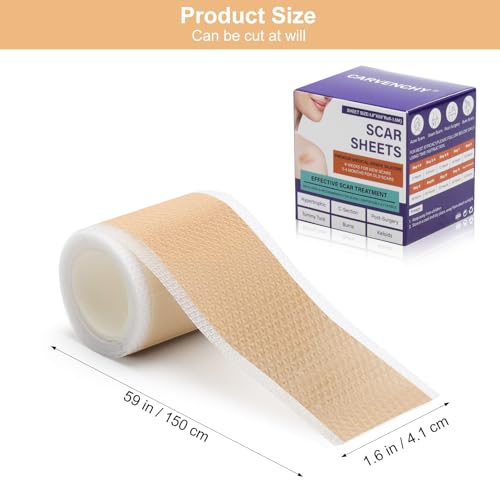 Parches de Silicona para Cicatrices (1.6"x59"-1.5M), Silicone Scar Sheets, Parches Cicatrizantes, Banda Reutilizable e Invisible Hojas de Silicona para Cicatrices de Cirugía, Cesárea, Quemaduras, Acné