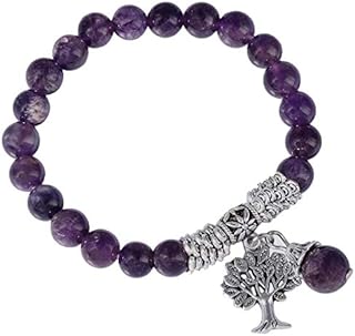 KYEYGWO 8mm Tree of Life Chakra Bracelet, Reiki Healing Balancing Lucky Charm Stretch Stone Beads Bracelet for Unisex