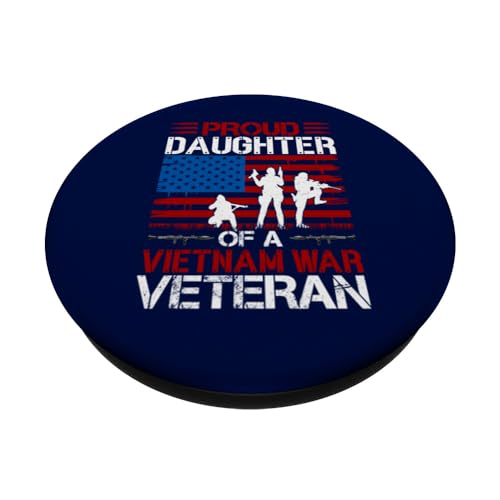Proud Daughter Of A Vietnam War Veteran American Flag PopSockets Swappable PopGrip, Black - Image 2