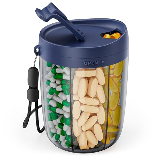 Image of PULIV Large Pill Bottle Organizer Anti-Mix Design, 6 Slots, 20 Labels