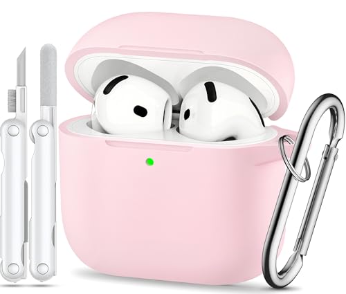 Ya en manzanajugosa.com: TNSNK for AirPods 4 Case (2024), Silicone Shockproof Protection Case with Clean Kit & Keychain, Support Wireless Charging - Pink