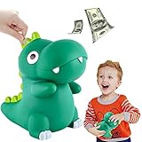 👏🏻【Robust und langlebig】Die Dinos Spardose ist aus verdicktem PCV-Material hergestellt, das sicher und ungiftig ist, BPA-frei.Selbst wenn ein Kind sie versehentlich auf den Boden fallen lässt, wird sie nicht zerbrechen und Trümmer verursachen, um das Kind zu verletzen.
