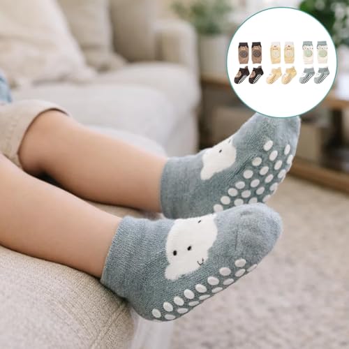 Quvxzy 3 Paar Knieschoner Baby & 3 Paar Socken, Krabbelschoner mit Gummipunkte Anti-Rutsch, Weiche Krabbel-Stulpen für Mädchen Jungen 0-24 Monate