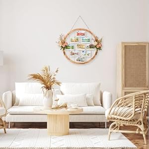 Large round wood picture frames 2362 hanging collage picture broad with artificial flowersround pine wood polaroid photo frame multi family photo for gallery decor hanging display board photo organize  urban country home decor