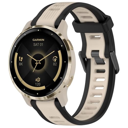 Stripe Silicone 18mm Band Compatible with Garmin Venu 3S / Venu 2S / Vivoactive 4S/ Vivomove 3S/Venu 4 41mm Soft Rubber Breathable Sport Strap Quick Release Wristband Loop for Men Women