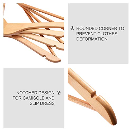 Image of Wooden Hanger Premium Wood with 360 Swivel Hook and Precisely Cut Notches for Dress Clothes, Coats, Jackets, Pants, Shirts, Skirts Hanger (Natural Hanger, 8)