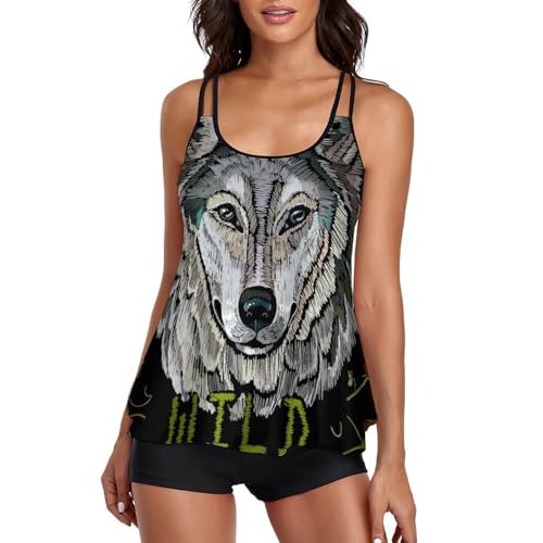 Ensembles bikini tankini femme short de garçon maillot de bain robe de plage loup