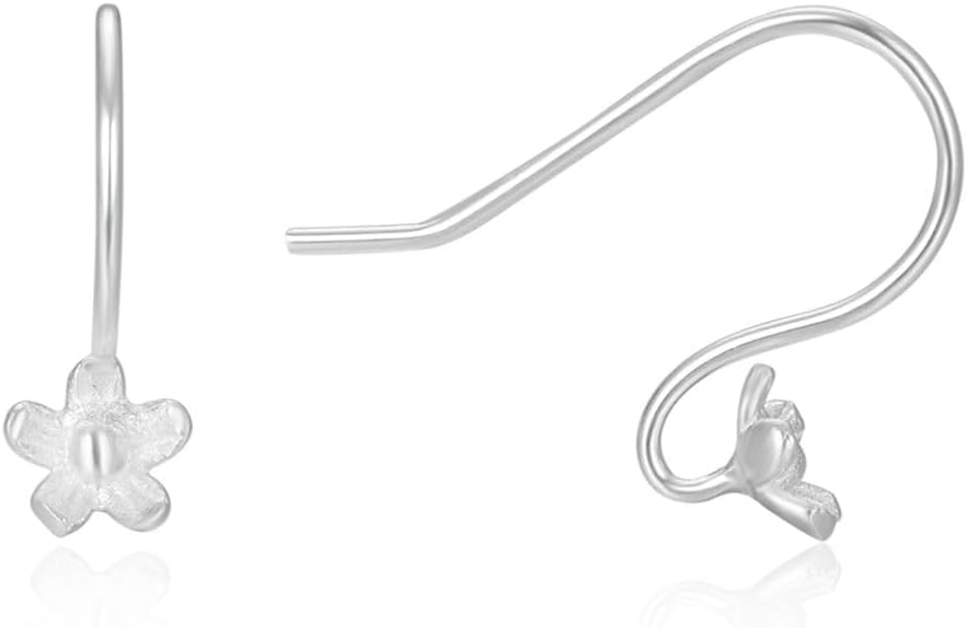 20pcs Adabele Authentic Sterling Silver Blossoming Flower Earring Hooks Ear Wire Connector (Wire 0.8mm/20 Gauge, Strong) for DIY Earrings Jewelry Making SS398