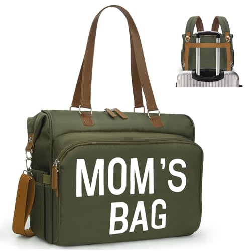 Image of Pripher Mom‘s Diaper Bag 4 in 1 Diaper Baby Tote, Hospital Bag for Labor & Delivery, Large Waterproof Baby Travel Weekender with 3 Insulated Pockets,Olive Green