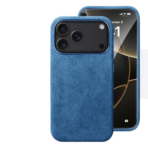 Étui iPhone 17 Pro Max daim magnétique fin bleu léger antichoc
