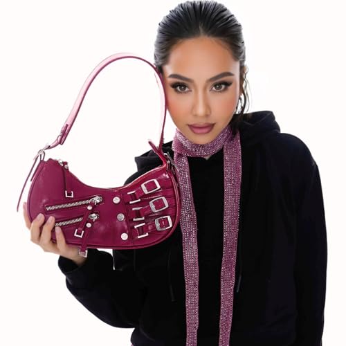 Image of Shoulder Purse for Women, Leather Women's Handbag Y2k Aesthetic Coquette Shoulder Bag Hobo Punk Trendy Ladies Purse