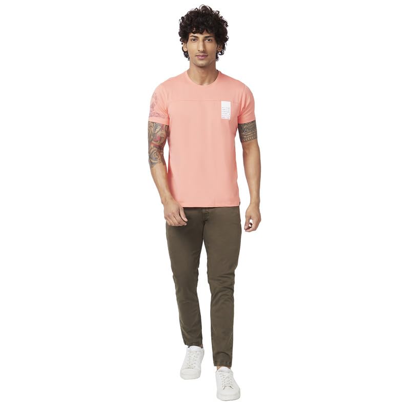 Image of Spykar Men's Slim Fit Round Neck Half Sleeve Solid Casual T-Shirt