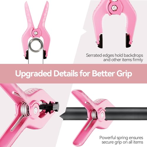 Image of EMART 12 Pack Heavy Duty Spring Clamps 4.5 Inch Professional Plastic Backdrop Clips for Photography Studio, Background Stand, Woodworking, Crafts, Tarp-Pink