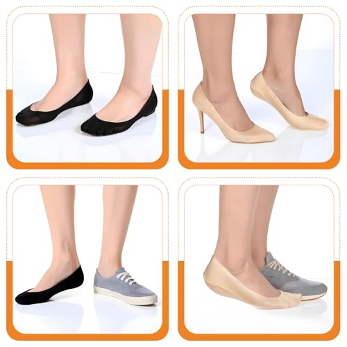 Image of ElevateTech No Show Socks Womens, 6 Pairs Nylon Ultra Low Cut Thin Liner Socks Invisible Hidden Sock for Flats Casual Non Slip