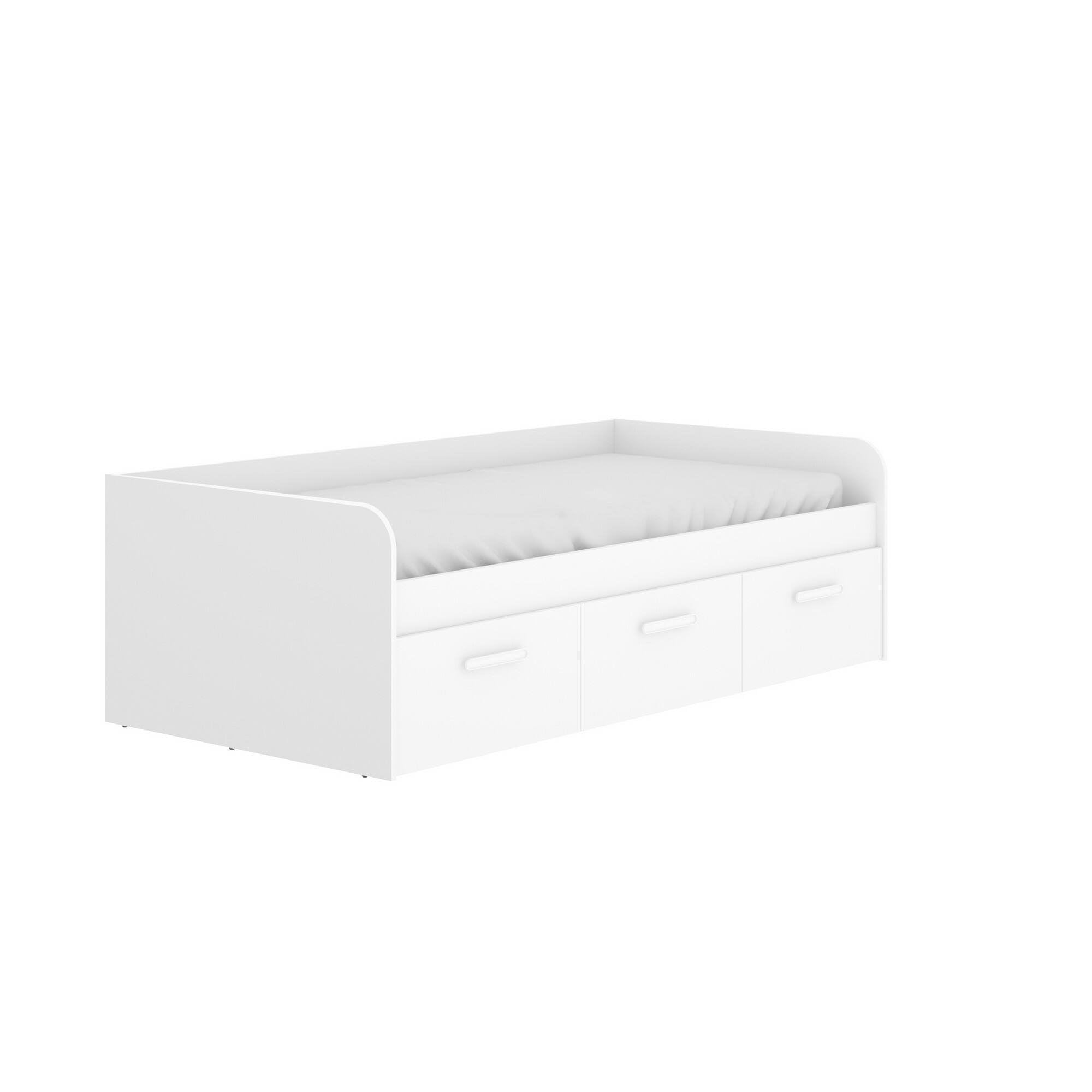 Dmora Letto per Bambini Adamello 97x194.3 cm Bianco Contenitore Dimensione Materasso 90x190 cm, Lettino Singolo
