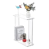 HMYHUM Acrylic Narrow Side Table for Small Spaces, 7" Wide Skinny End Table for Couch, Living Room,