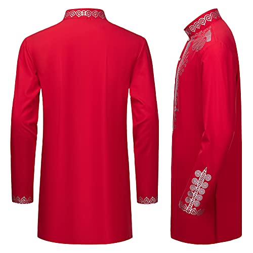 YND Men’s 2 Piece Set African Dashiki Outfit and Pants, Shirt with Gold Print3