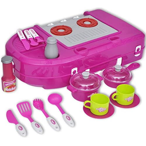 Gecheer Kinderküche Spielküche Kunststoff Spielzeugküche mit Licht- und Soundeffekten für Kinder ab 3 Jahren - Rosa – Bild 3