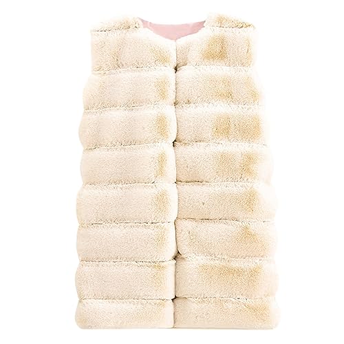 Women's Sleeveless Faux Fox Fur Vest Long Coat Ladies Mid-length Warmer Outwear Jacket Fashion Solid Color Tops2