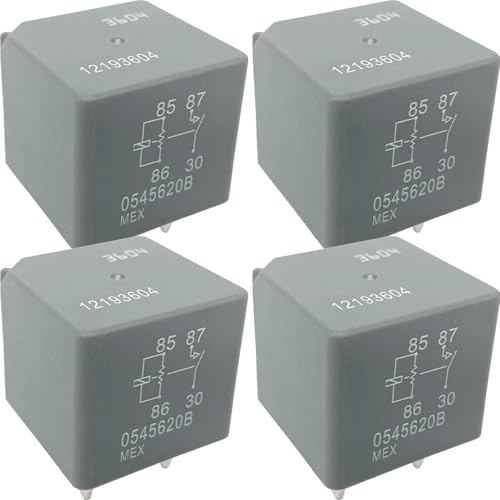 4-Pack Automotive Relay 12193604 30A 12VDC 4-Pin SPST - Compatible with Multiple Vehicle Models - Replaces 15328864