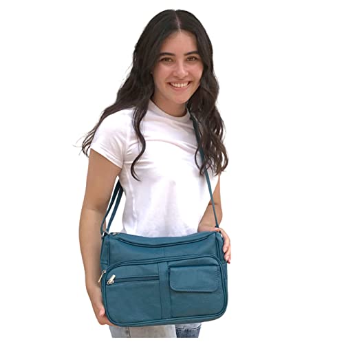 SILVERFEVER Medium Leather Handbag | Ladies Shoulder Bag | Organizer w Built in Wallet2