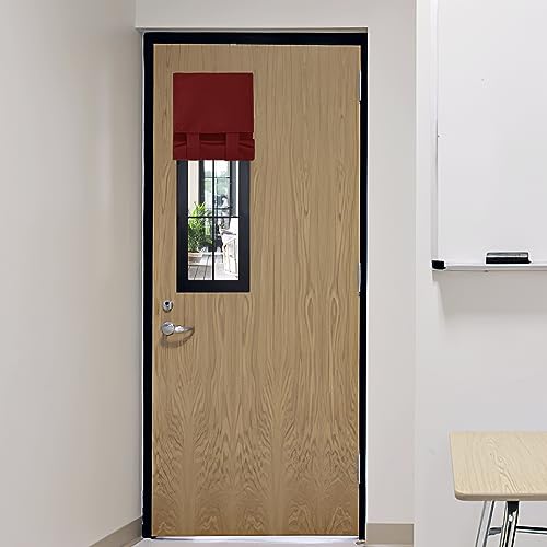 RYB HOME Classroom Door Window Cover, Blackout Shades for Classroom Windows and Doors Cover Lockdown Shades, Room Darkening Design Blocks Views, W 8 x L 36, 1 Panel, Burgundy Red