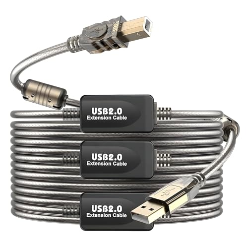 Image of COOLCOLD 25 Meter USB 2.0 Active Printer Cable (82 FT) | USB A Male to B Male | High-Speed Signal Booster Extension Cable | Compatible with HP, Canon, Epson, Brother, Dell, Samsung &Lexmark Printers