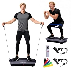 Vibration Plate Machine,180 Speeds Shake Plate for Lymphatic Drainage Weight Loss, Vibrating Fitness Platform 460LB Capacity Whole Body Workout with Bluetooth Home Exercise Gym Equipment for Women Men