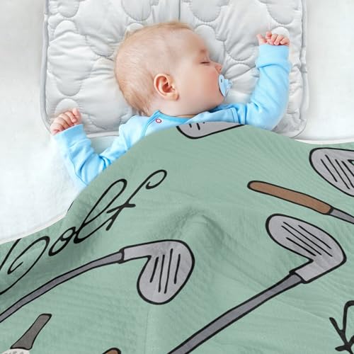 Image of Golf Cartoon Baby Blankets Soft Warm Crib Stroller Blanket for Toddler Newborn Girls Boys 30x40in
