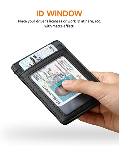 Buffway Mens Slim Wallet, Minimalist Thin Front Pocket Leather Credit Card Holder with RFID Blocking for Work Travel4