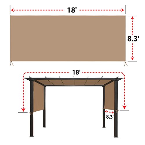 Benefitusa 18' X 8.3' Universal Replacement Canopy Top Cover For Pergola Structure (Tan) #TOP3