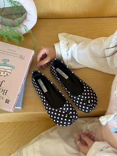 ZQW Cute Tabi Shoes for Women Split Toe Ballet Flats Polka Dots Lightweight Comfortable Shoes for Casual, Office & Walking 6