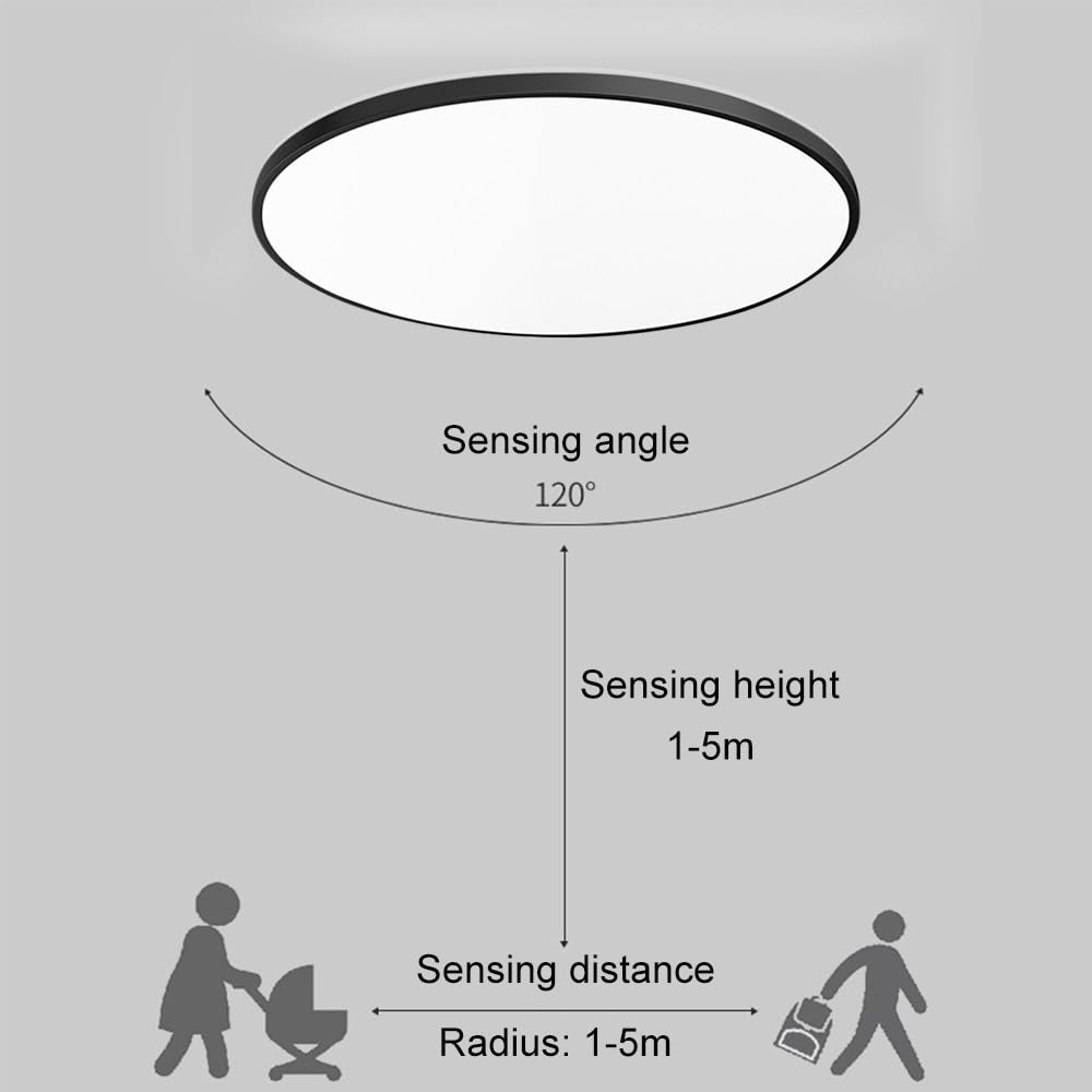 Lampka nocna z lampką sufitową, zimne białe światło, lampa sufitowa LED z radarowym czujnikiem ruchu, okrągła lampa sufitowa do kuchni, do łazienki, biura, balkonu, garażu