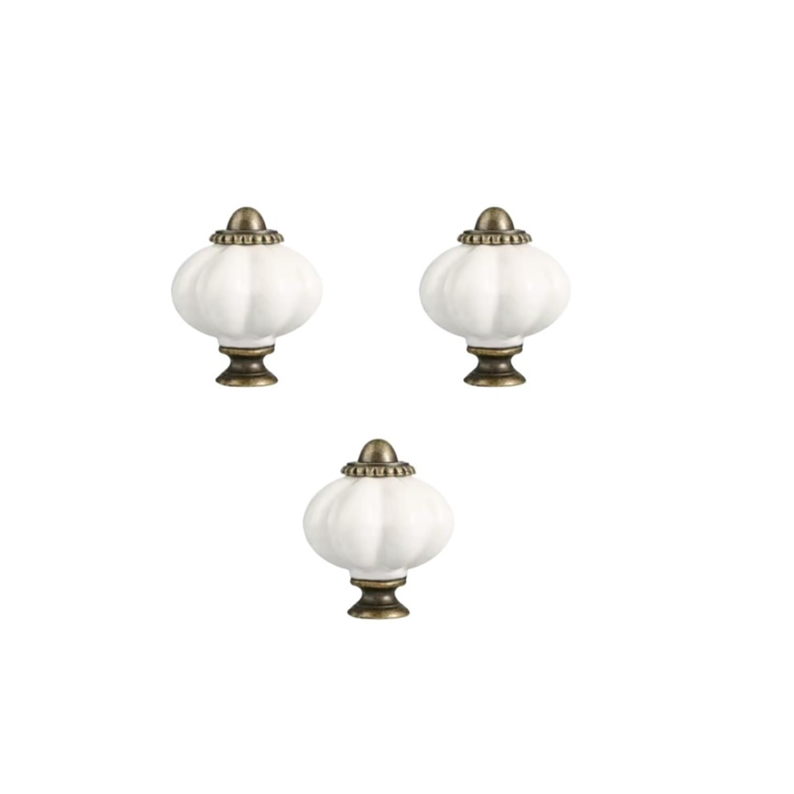 KLdcfhDR 3/6/12pcs Polished Metal Dark Green Ceramic Cabinet Dresser Knobs Set with Hardware(White-3pc)