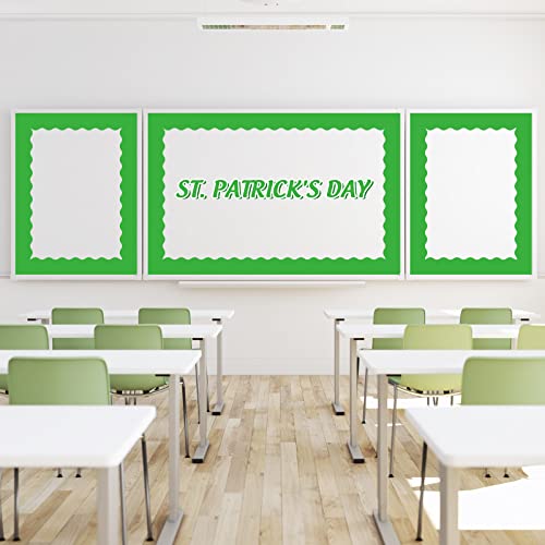 Image of Whaline 131.2ft Green Bulletin Board Borders 4 Rolls Gradient Green Colors Die-Cut Bulletin Board Strips St. Patrick's Day Rolled Trim Borders for School Classroom Office Chalkboard Decoration